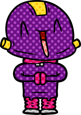 Bir insan tarafından çizilmiş çizgi film robotu