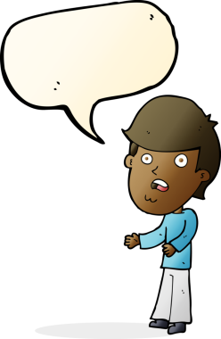 Bir insan tarafından çizilen konuşma baloncuğuyla adamı şok eden çizgi film.