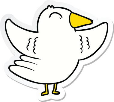 Bir insan tarafından çizilmiş çizgi film kuşunun çıkartması.