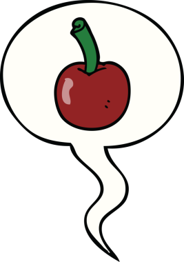 Bir insan tarafından çizilmiş konuşma balonlu kiraz.