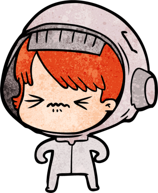 Bir insan tarafından çizilmiş kızgın uzay kızı.