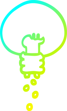 Bir insan tarafından çizilmiş parlayan ampulün soğuk çizgi çizimi.