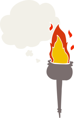 Düşünce baloncuğuyla yanan çizgi film kadehi insan tarafından çizilmiş.