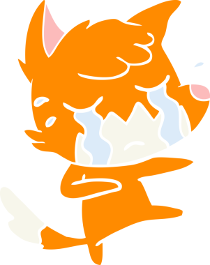 Ağlayan tilki düz renkli çizgi film dansı bir insan tarafından çizildi.