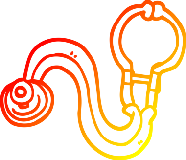 Bir insan tarafından çizilen stetoskop karikatür doktorlarının sıcak çizgi çizimi