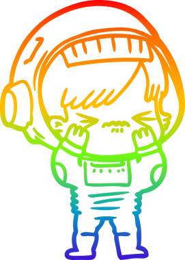 Gökkuşağı gradyan çizgi çizimi bir insan tarafından çizilen hatayı yapan bir uzay kızı