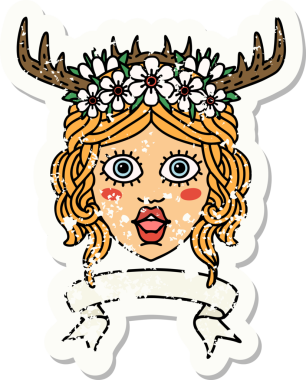 Retro Dövme Tarzı İnsan Druid karakteri Bir insan tarafından çizilmiş pankartıyla