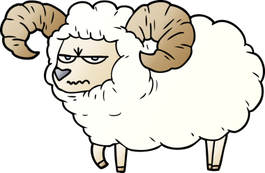 Bir insan tarafından çizilmiş kızgın bir koç.