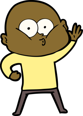 Bir insan tarafından çizilmiş kel bir adam.