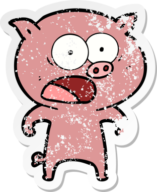 Bir insan tarafından çizilmiş bağıran bir domuzun sıkıntılı çıkartması.