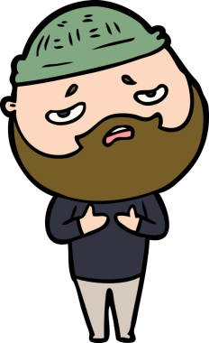 Bir insan tarafından çizilmiş sakallı endişeli bir adam.