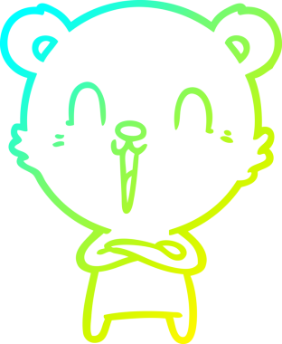 Bir insan tarafından çizilen mutlu çizgi film ayısının soğuk gradyan çizgisi.