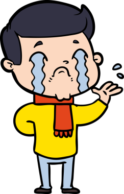 Bir insan tarafından çizilmiş ağlayan çizgi film adamı.