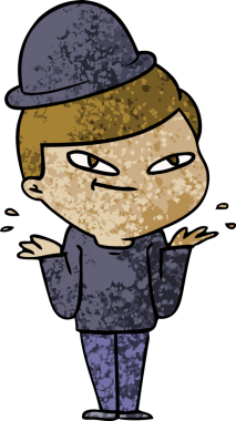 Bir insan tarafından çizilmiş melon şapkalı çocuk.