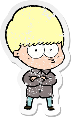 Bir insan tarafından çizilmiş kızgın bir çizgi film çocuğunun sıkıntılı çıkartması.