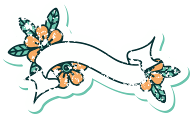 Bir pankartın ve bir insanın çizdiği çiçeklerin sembolik dövmeli resmi