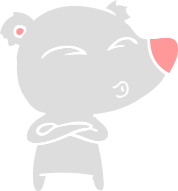 Düz renkli çizgi film ıslık çalan ayı insan tarafından çizilmiş.