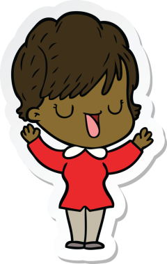 Bir insan tarafından çizilmiş bir karikatür kadının çıkartması.