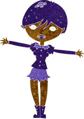 Bir insan tarafından çizilmiş vampir kız çizgi filmi.