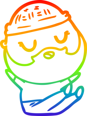 Bir insan tarafından çizilmiş sakallı bir karikatür çizimi.