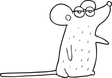 Bir insan tarafından çizilmiş siyah beyaz çizgi film faresi