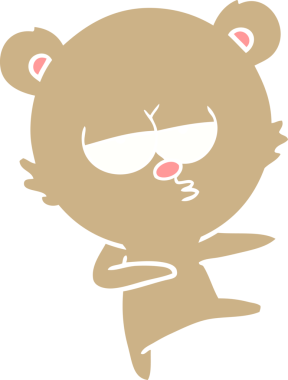 Sıkıcı ayı düz renkli çizgi film dansı bir insan tarafından çizildi.