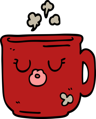 Bir insan tarafından çizilmiş sıcak kahve fincanı.