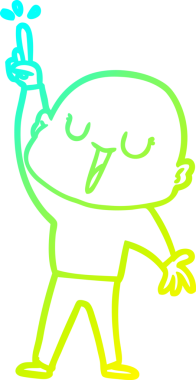 Bir insan tarafından çizilmiş, mutlu, kel bir adamın çizdiği soğuk çizgi.