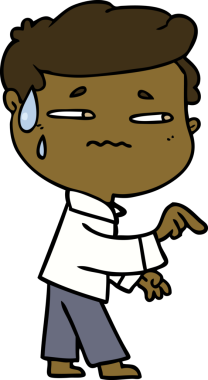 Çizgi filmdeki endişeli adam bir insan tarafından çizilmiş.