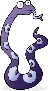 Bir insan tarafından çizilmiş çizgi film yılanı.