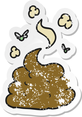 Bir insan tarafından çizilmiş iğrenç bir çizgi filmin gerilimli retro yapıştırması.