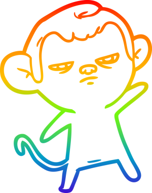 gökkuşağı gradyan çizgi çizimi bir insan tarafından çizilmiş bir maymun