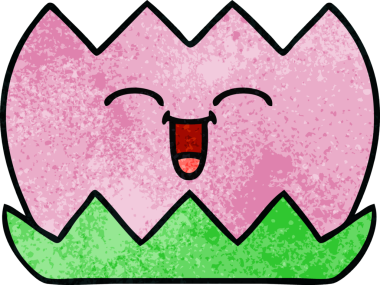 Bir insan tarafından çizilmiş nilüfer çiçeğinin retro grunge deseni.