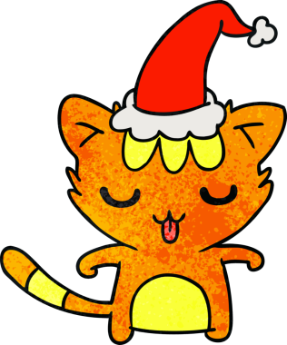 Bir insan tarafından çizilmiş kawaii kedisinin el yapımı karikatürü.