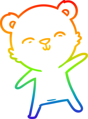 Mutlu bir kutup ayısının insan tarafından çizilmiş gökkuşağı gradyanı çizimi