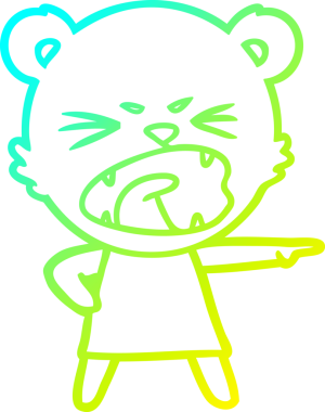 Bir insan tarafından çizilmiş bağıran kızgın bir çizgi film ayısının çizimi.