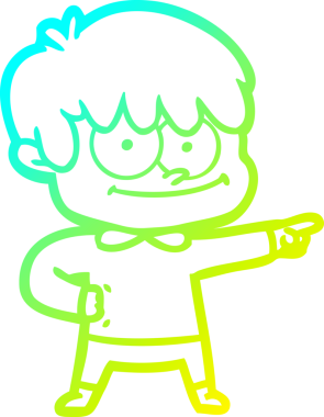 Bir insan tarafından çizilmiş mutlu bir çizgi film karakteri çizimi.