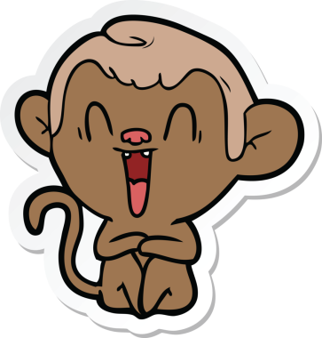 Bir insan tarafından çizilmiş gülen maymun çıkartması.