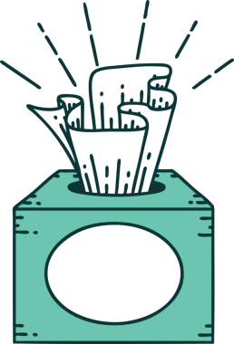 Bir insan tarafından çizilmiş geleneksel bir dövme kutusu çizimi.