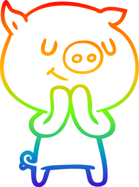 gökkuşağı gradyan çizimi mutlu çizgi domuz çizimi bir insan tarafından çizilmiş