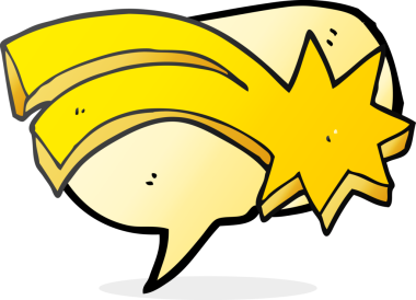 Bir insan tarafından çizilmiş serbest konuşma balonu karikatürü dekoratif kayan yıldız