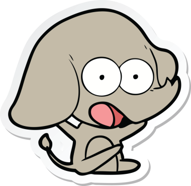 Bir insan tarafından çizilmiş şirin bir fil çıkartması.