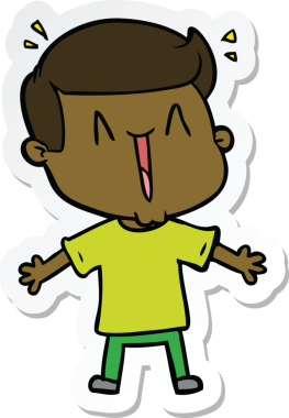 Bir insan tarafından çizilmiş heyecanlı bir adamın çıkartması.