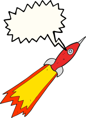 Bir insan tarafından çizilmiş serbest konuşma balonu çizgi roketi