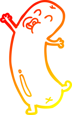 Bir insan tarafından çizilen dans eden bir sosisin sıcak çizgi çizimi