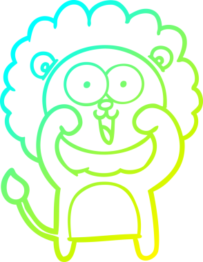 Bir insan tarafından çizilmiş mutlu çizgi film aslanı çizimi.