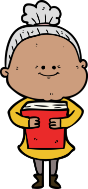 Bir insan tarafından çizilmiş mutlu yaşlı kadın çizgi filmi.