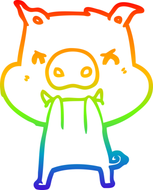 Bir insan tarafından çizilmiş kızgın çizgi film domuzu çizimi.