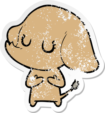 Bir insan tarafından çizilmiş şirin bir filin sıkıntılı çıkartması