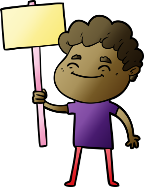 Bir insan tarafından çizilmiş çizgi film dostu bir adam.